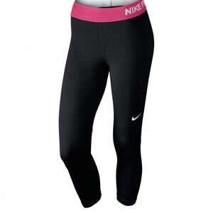 NIKE PRO Dri-Fit Capris Legging Black with Pink Band Size Small